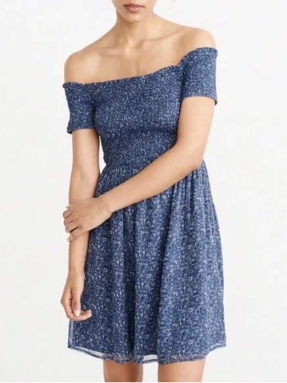 🇺🇸Abercrombie & Fitch Navy Blue One-Shoulder Floral Dress🇺🇸